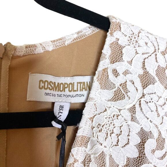 COSMOPOLITAN Dress The Population Adian White Lace Twist Bodycon Dress - Picture 7 of 14